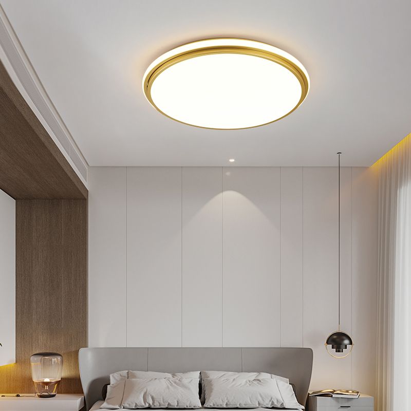 Minimalism Ceiling Light Fixture Gold LED Flush Mount with Metal for Living Room