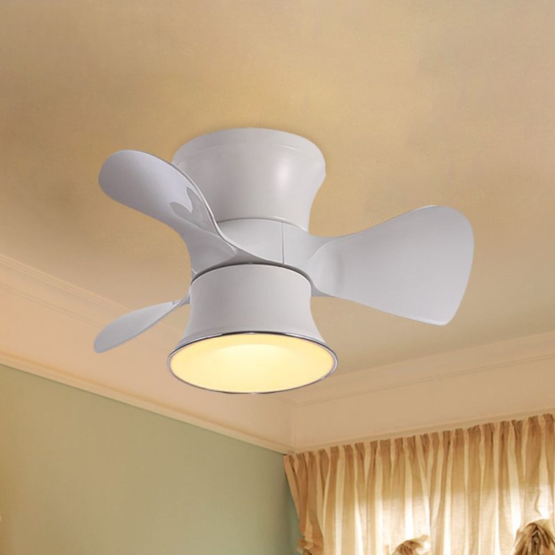 23,5 "W in metallo svasato a filo ventola a soffitto a LED bianco/caffè minimalista con 3 lame
