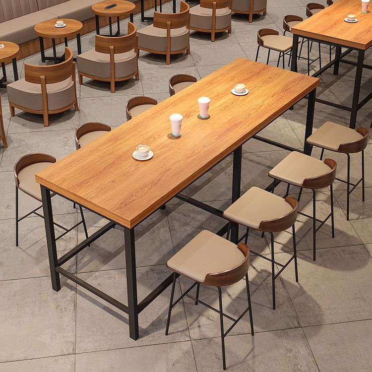 Modern Wood Bar Table Set 1/5 Pieces Counter Table with Upholstered Stools
