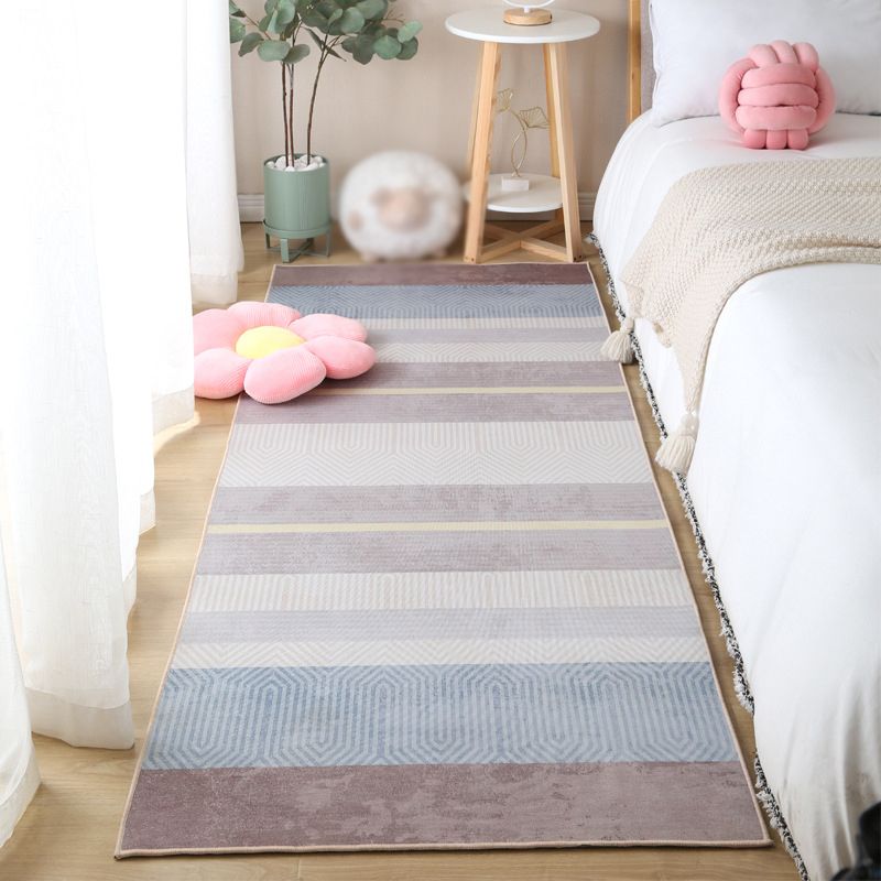 Gray Modern Carpet Polyester Swirl Marks Carpet Washable Carpet for Living Room