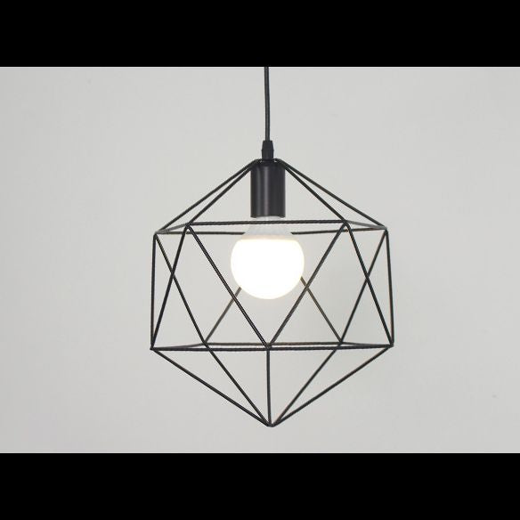 Black Metal 1 Light Anhänger Leichtes nordisches retro geometrischer Drahtkäfighängelampe für das Restaurant
