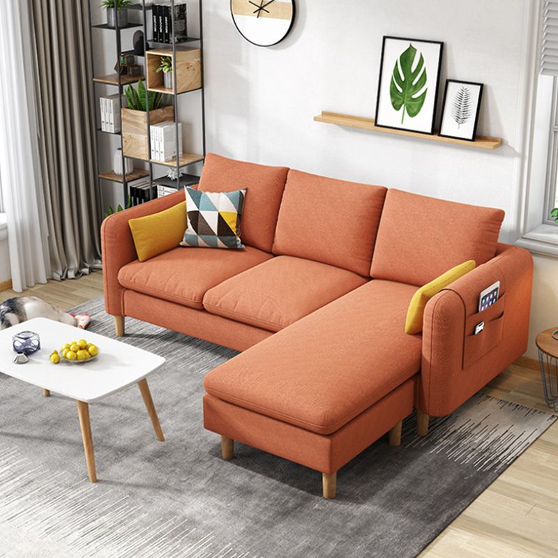 Nordic with Storage Fabric Living Room Square Arm Pillows Seating