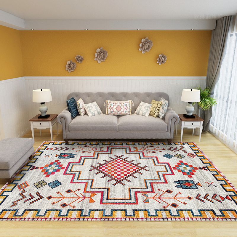 Western Living Room Rug Multicolor Tribal Printed Carpet Synthetics Non-Slip Backing Washable Indoor Rug
