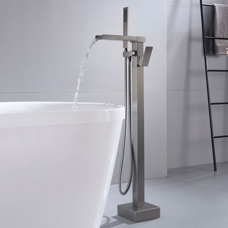 Modern Floor Mounted Copper Freestanding Tub Filler Freestanding Low Arc Tub Filler Trim