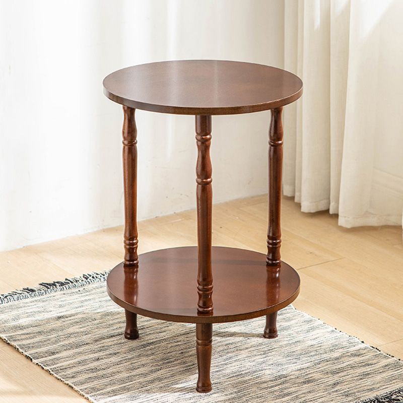 Traditional Living Room Double Tier Round with Shelf 3 Legs End Table