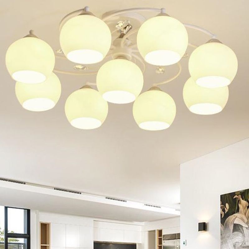 Lámpara de montaje de semi raspadilla de sala de estar de estilo moderno de techo de techo de techo de tono de cúpula