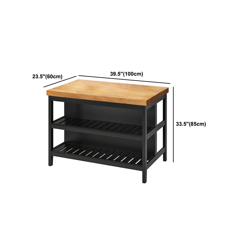 Industrial Style Wooden Kitchen Island Metal Kitchen Island Table