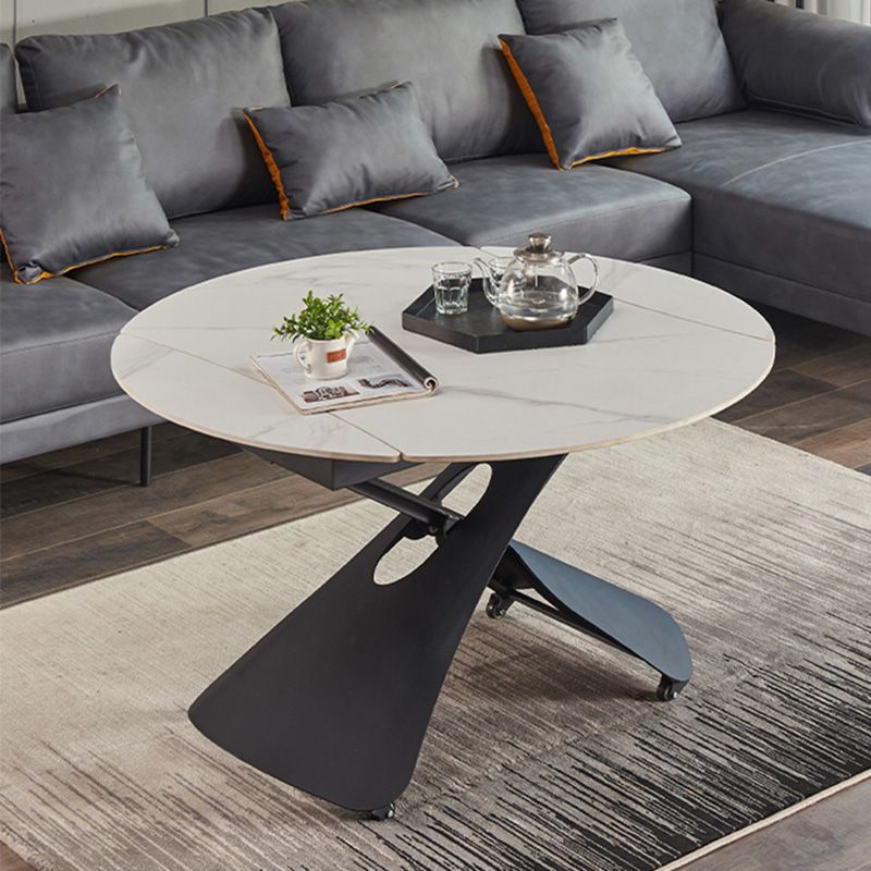 Glam Adjustable Height Coffee Table Slate Cross Legs Cocktail Table