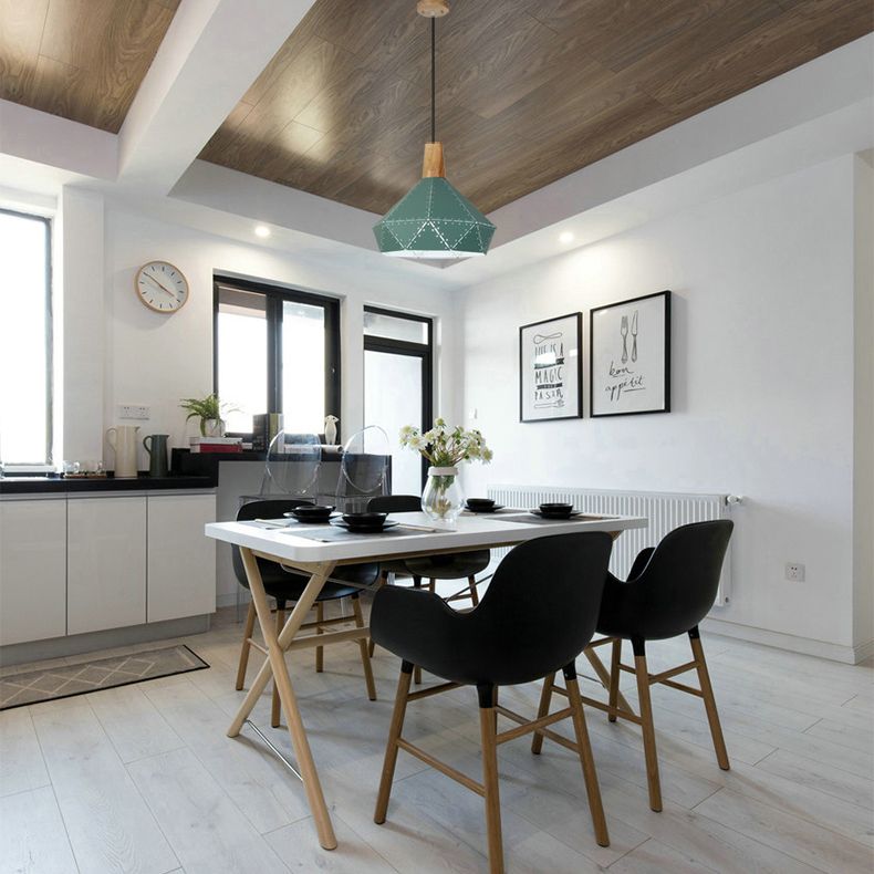 Restaurant le plafond en forme de diamant métal et bois macaron style bleu / vert / rose / jaune éclairage pendant