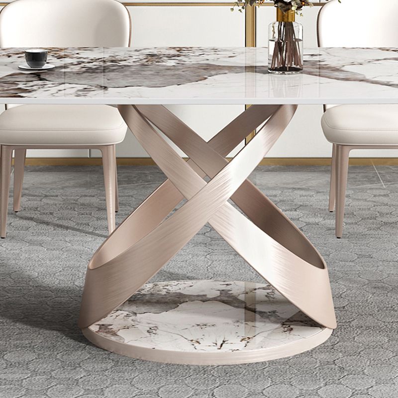 Mesa de comedor de rectángulo de lujo tradicional colección de comedor de pedestal de piedra