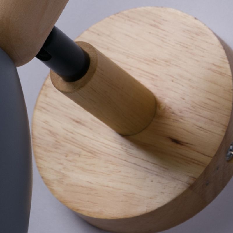 Wrought Iron Macaron Wall Sconce in Modern Concise Style Wooden Dome Wall Lamp for Interior Spaces