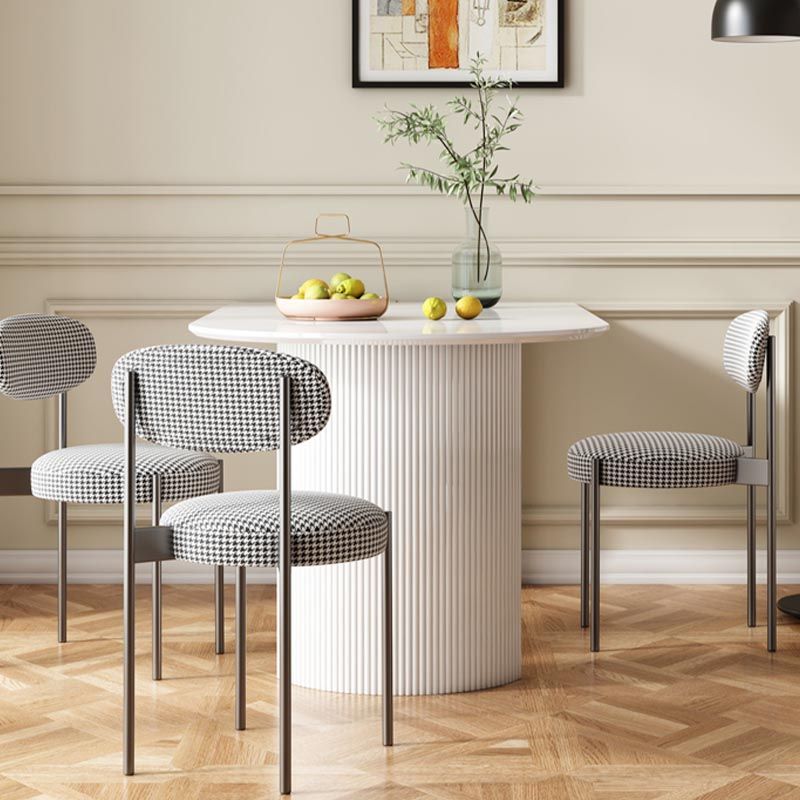 Stone Top Dining Table Modern Double Pedestal Table in White