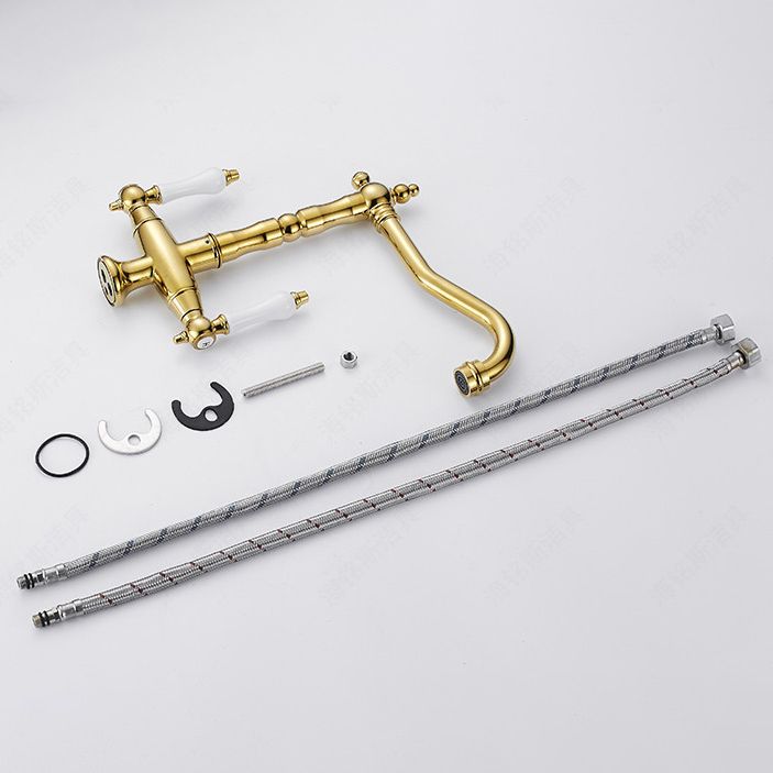 Traditional Kitchen Faucet Swivel Spout Gooseneck Double Handle Standard Kitchen Faucets