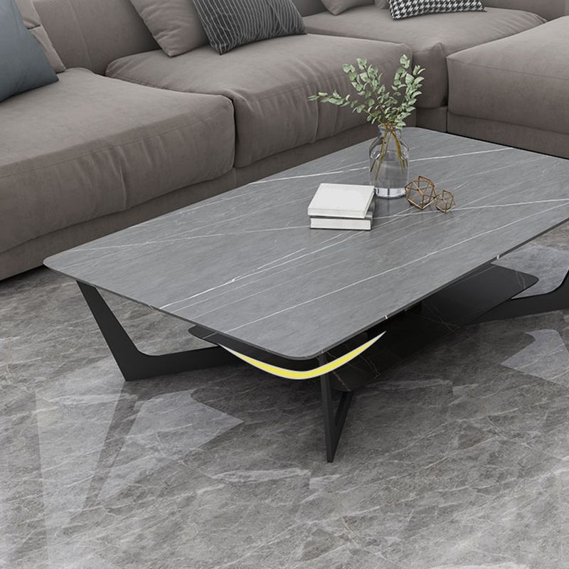 15.74" Tall Cross Legs Cocktail Table Grey/White Rectangular Coffee Table