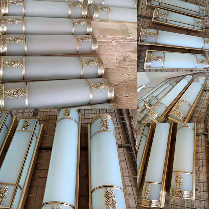 Traditional Linear Wall Mounted Lamps Milky Glass Wall Mount Light Fixture for Bathroom