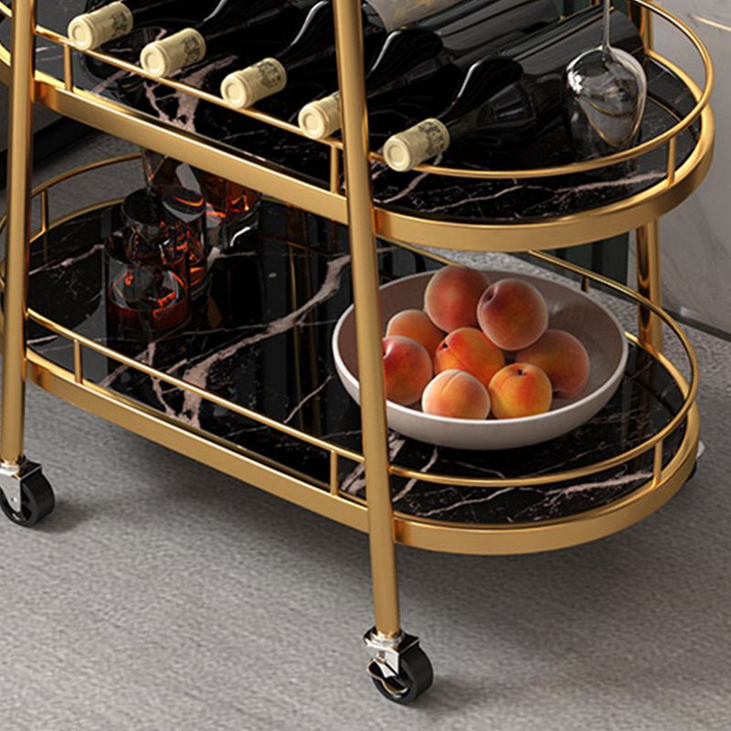 32.28" High Rolling Modern Style Prep Table Stone Prep Table for Dining Room