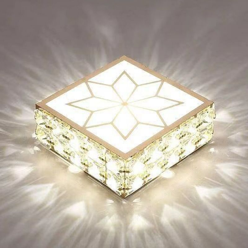 Plafonnier LED de forme carrée, cristallin, artistique, luminaire de plafond avec diffuseur en acrylique