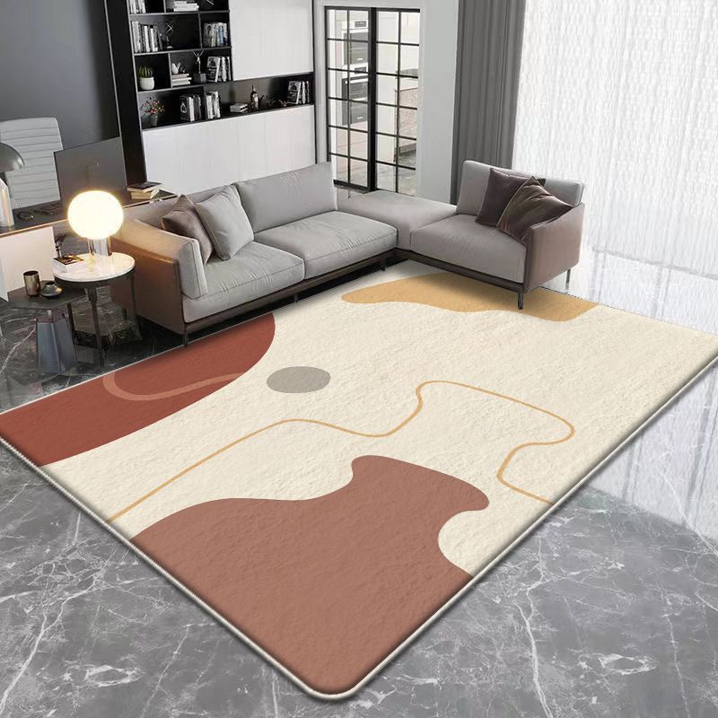 Orange Modern Carpet Polyester Piece Carpet Stain Resistant Carpet for Drawing Room