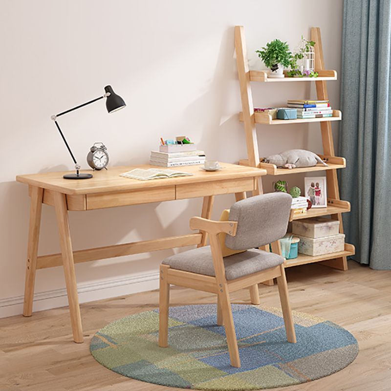 Ladder Modern Bookcase Wood Vertical Bookshelf for Living Room