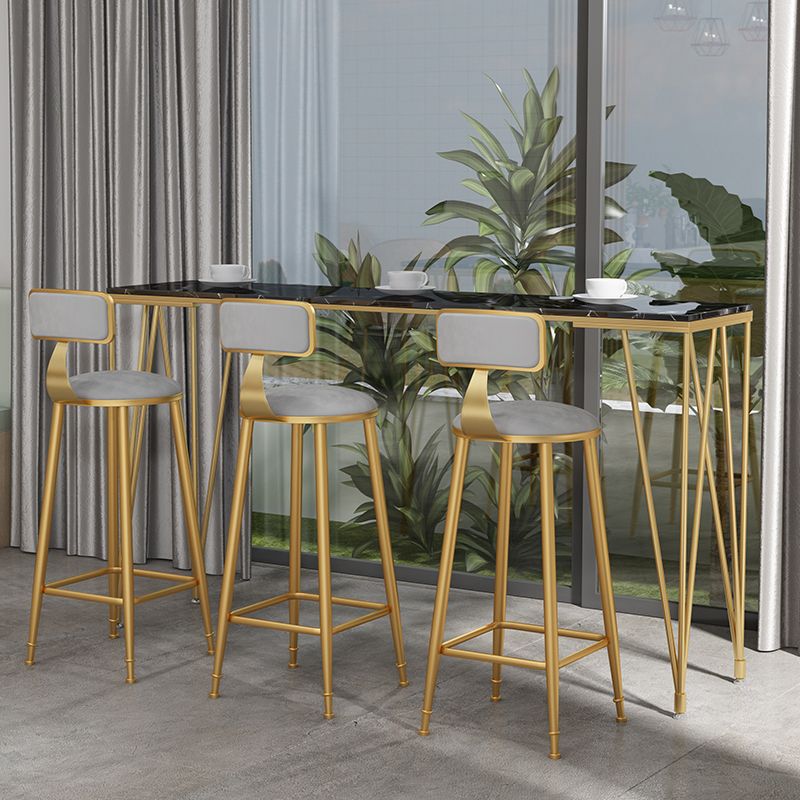 White and Black Glam Style Bar Table in Gold Metal Foot and Marble Milk Tea Shop Table