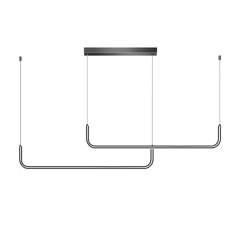 Idées d'éclairage d'île linéaire de forme moderne pendentifs îles métalliques en noir