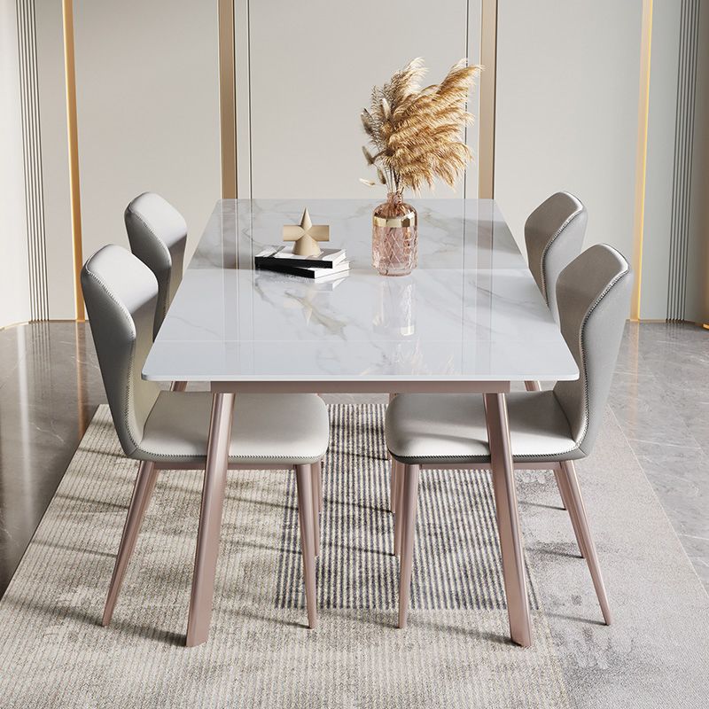 Modern 1/4/5/7 Pieces Rectangle Dinette Set with Sintered Stone Scalable Dining Table Set