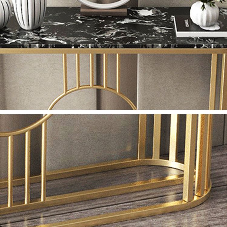 Glam Marble Oval Console Table Gold Frame Console Sofa Table for Hall