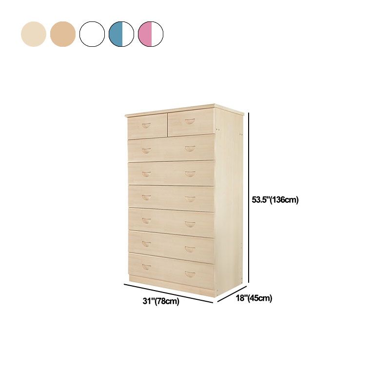 Modern Pine Wood Lingerie Chest 18" W Vertical Storage Chest with Drawers