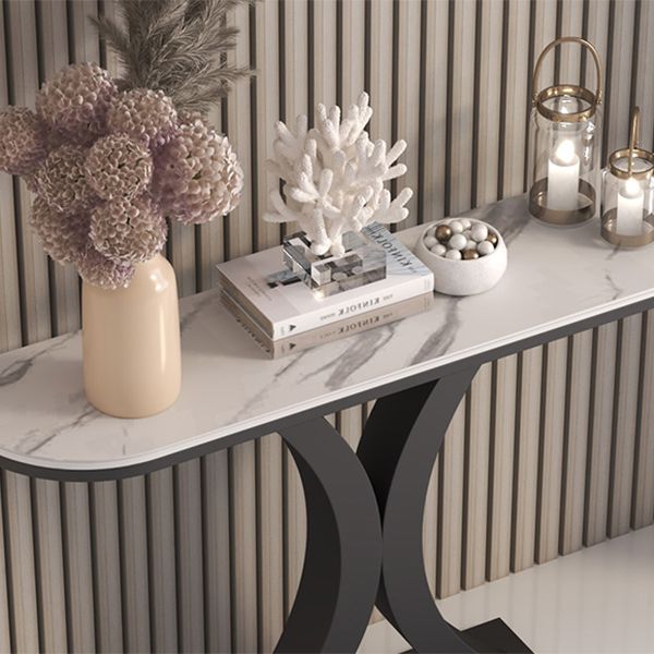 Stone Modern Console Table 1-shelf 31.5" Tall Accent Table for Hall
