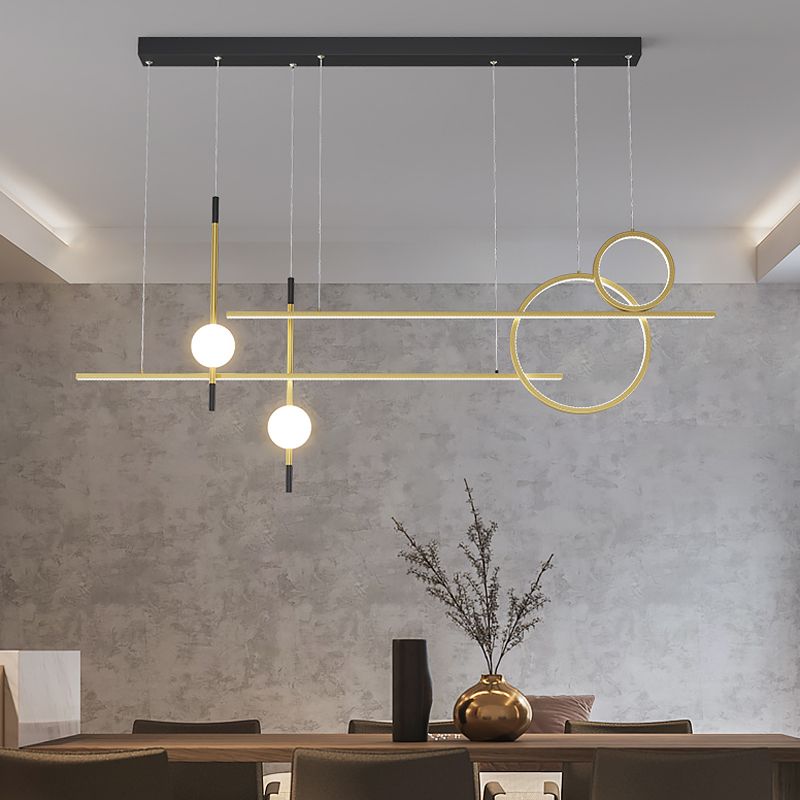 Zeitgenössische Insel Licht Geometrisches Metall 6 Lichter Island Lichter