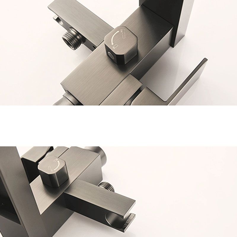 Modern Freestanding Tub Filler Trim Copper Floor Mounted with Handshower Bathroom Faucet
