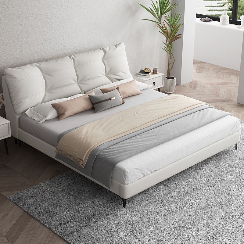 White Modern Standard Bed Foam Bed Frame with Custom Gold Legs