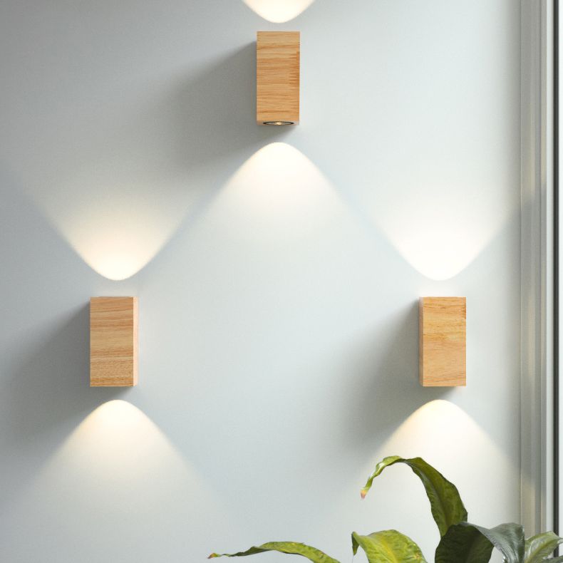 Geometric Wall Light Fixture Minimalist Style Wood Wall Lamp