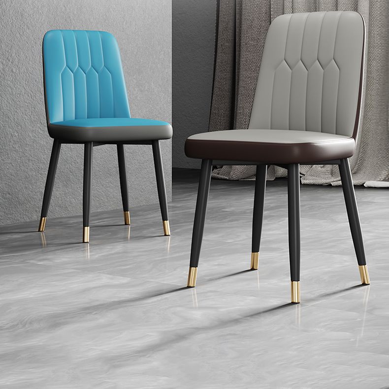 Silla de comedor de metal de estilo escandinavo, silla con respaldo sólido sin brazos