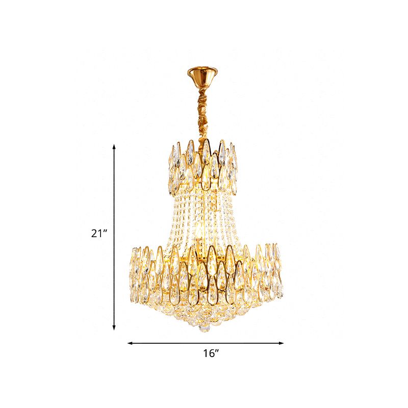 6 lumières Crystal Chandelier Modern Gold Living Salon Plafond Pendu Pendant