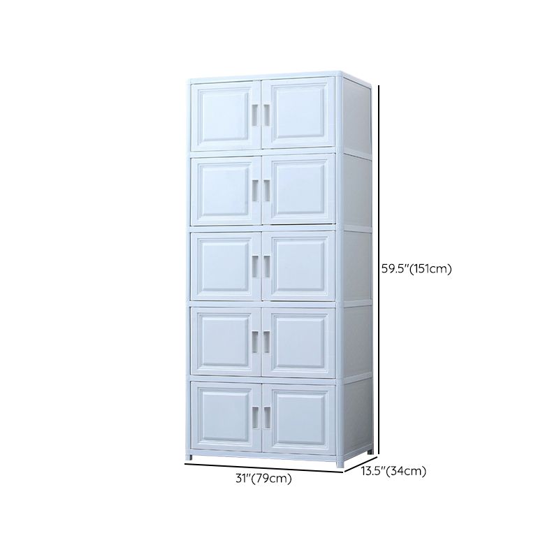 Contemporary Hinged Storage Cabinet Plastic Non-Hanging Armoire