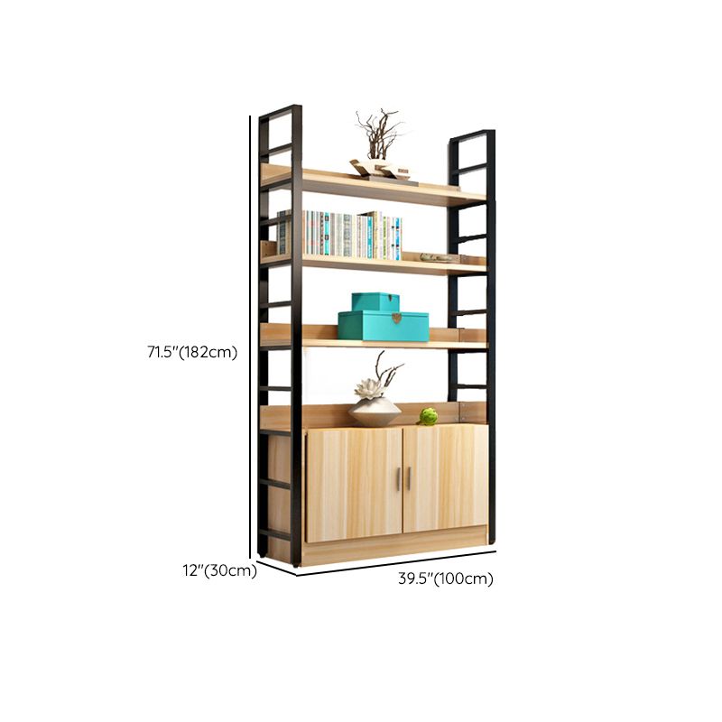 Modern Open Shelf Bookcase Engineered Wood Bookshelf with Doors for Study Room