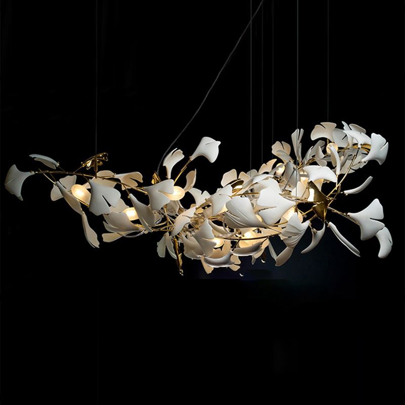 Fireworm Shape Island Lights Modern Style Ceramics Metal Chandelier Lights for Dining Room