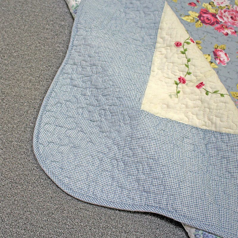 Simple Bedroom Rug Multi Color Plaid Printed Area Carpet Cotton Non-Slip Backing Stain-Resistant Indoor Rug