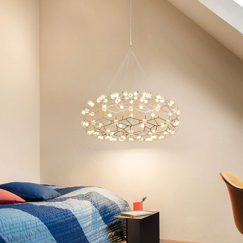 Modern Simplicity Oval Pendant Chandelier Metal Hanging Light Fixture for Coffee Shop