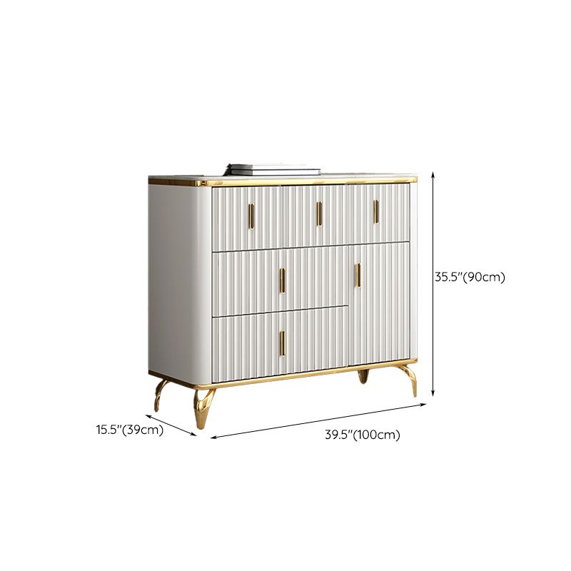 Glam Engineered Wood Horizontal Storage Chest Bedroom Chest with Drawers