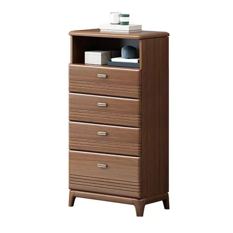 Mid-Century Modern Chest with 1 Shelf and Drawers and Legs in Walnut