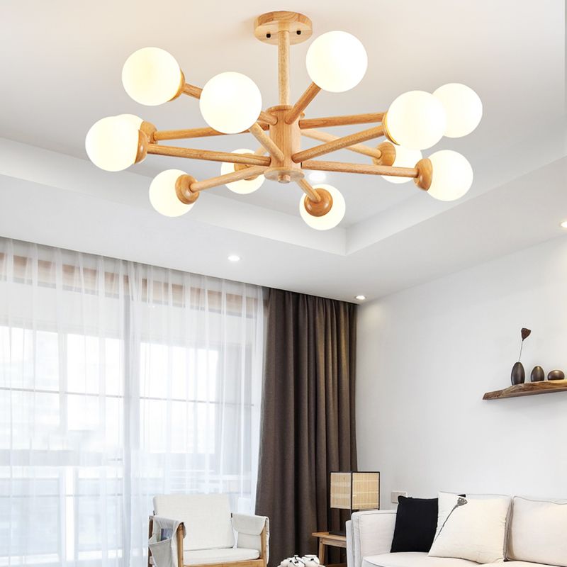 Globe Shade Chandelier Light Modern Multi-Head Pendant Lights with White Glass Shade