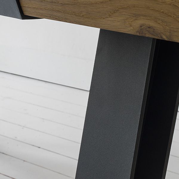 Mesa de estilo industrial con forma rectangular, mesa fija de madera maciza para uso doméstico