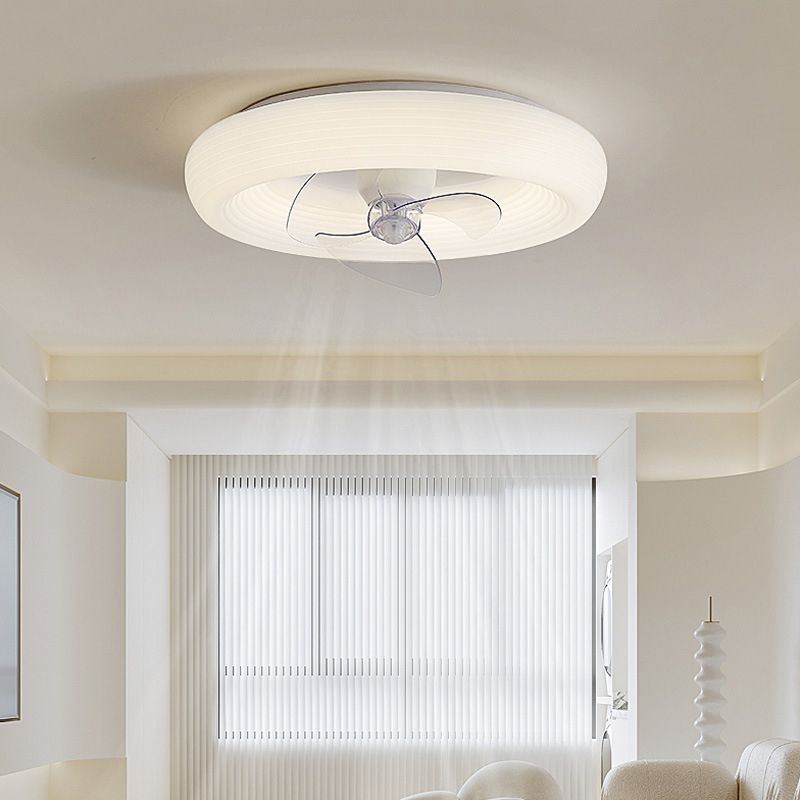 3-Blade White Ceiling Fan Modernism LED Fan with Light for Home