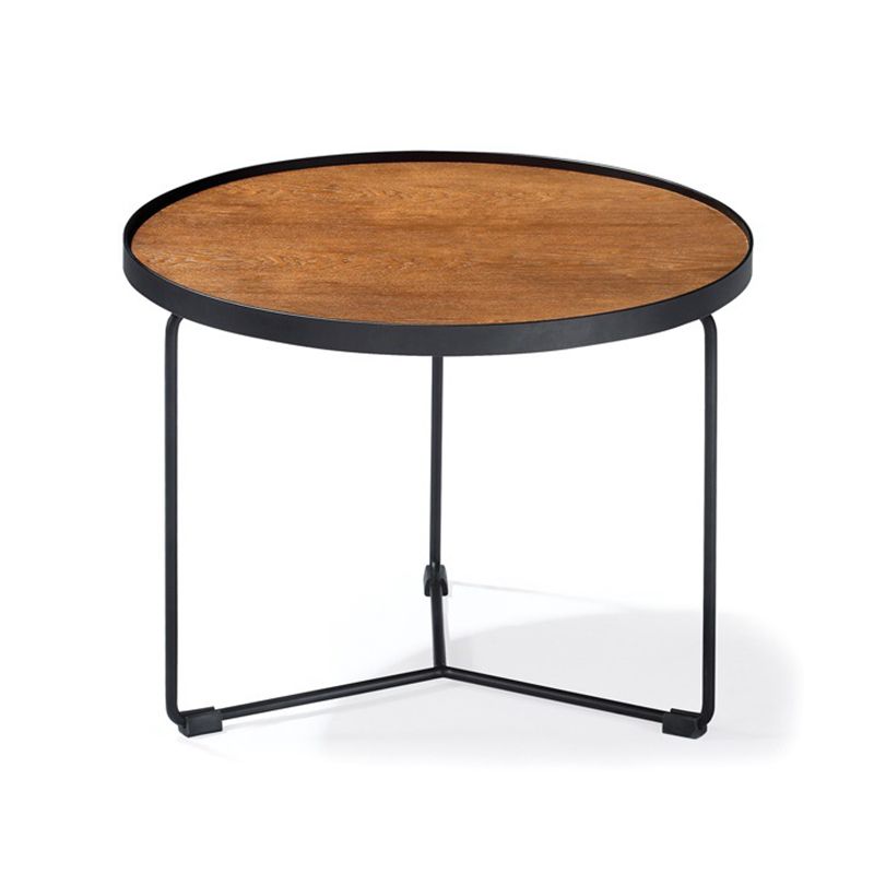 Modern Style Slate/wood Top Metal Iron Base Round Coffee Table