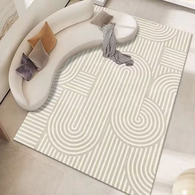 Contemporary Abstract Printed Bedroom Stain Resistant Rectangle Polyster Indoor Rug
