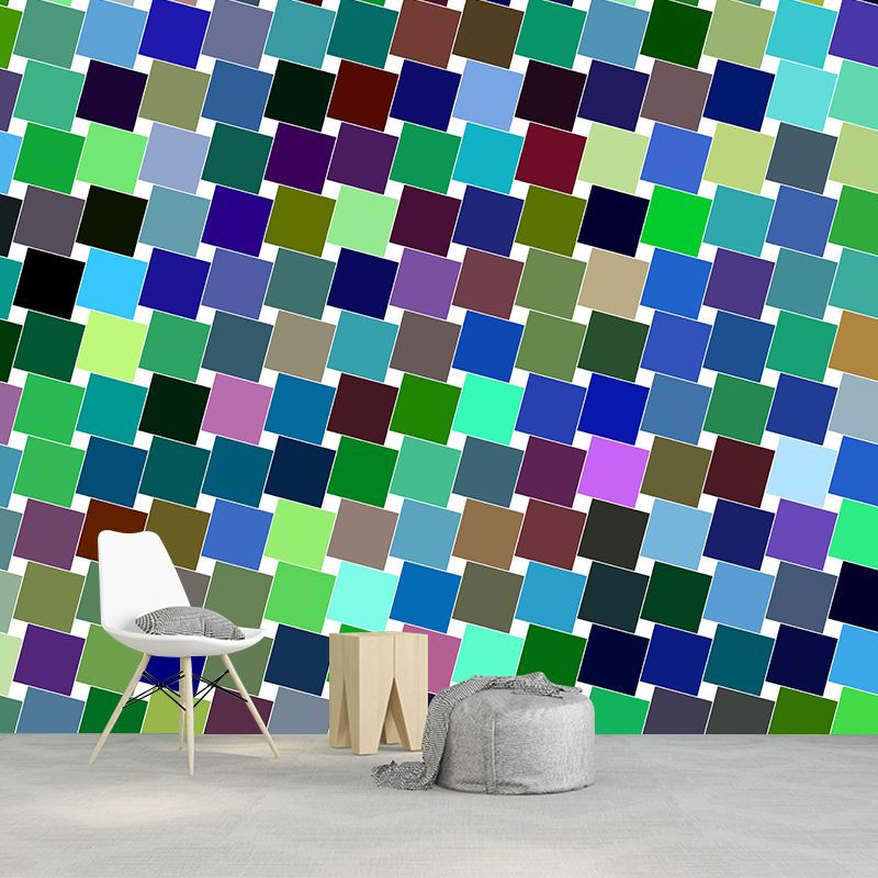 Illustration House Interior Wall Mural Mildew Resistant for Sitting Room