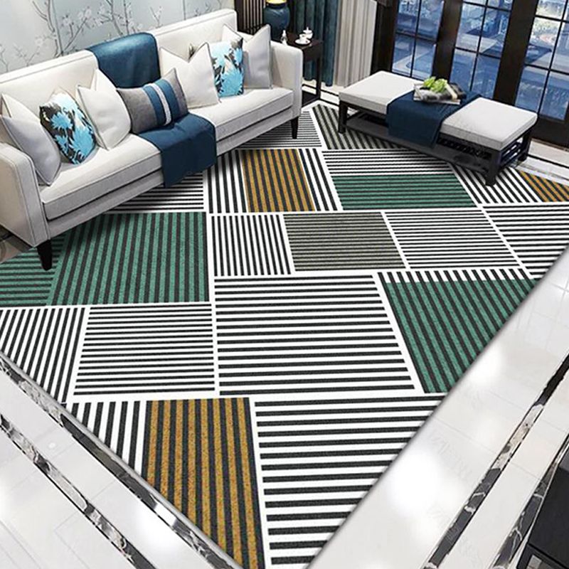 Stylish Modernism Rug Multicolor Striped Pattern Rug Pet Friendly Anti-Slip Washable Area Rug for Decoration