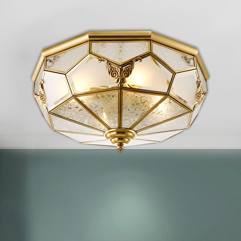 Crema Vetro Brass Flush Light Fixture Domed 3/4 Bulbi Farmhouse Soffitto Montato Lighting, 14 "/18" Wide